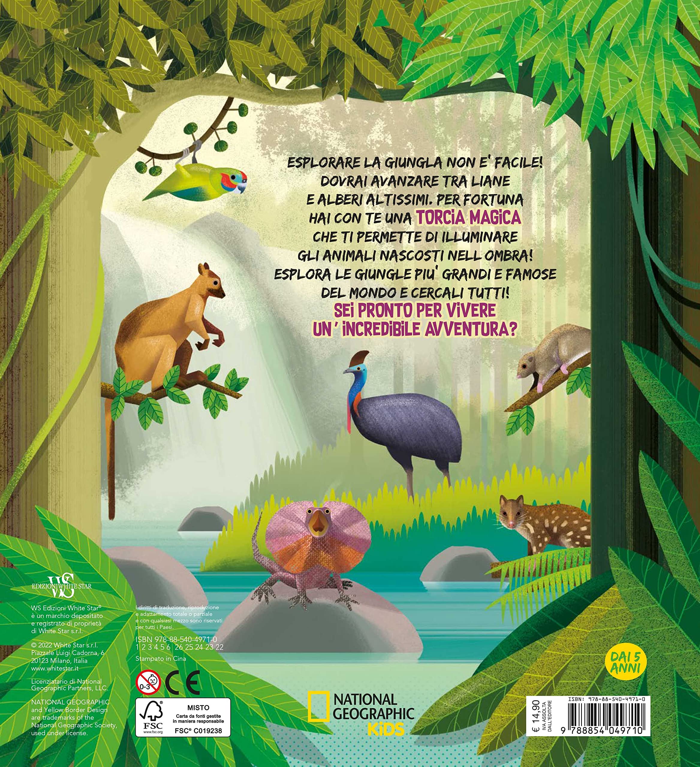 National Geographic Kids Nascosti nella giungla libro cerca animali con torcia magica