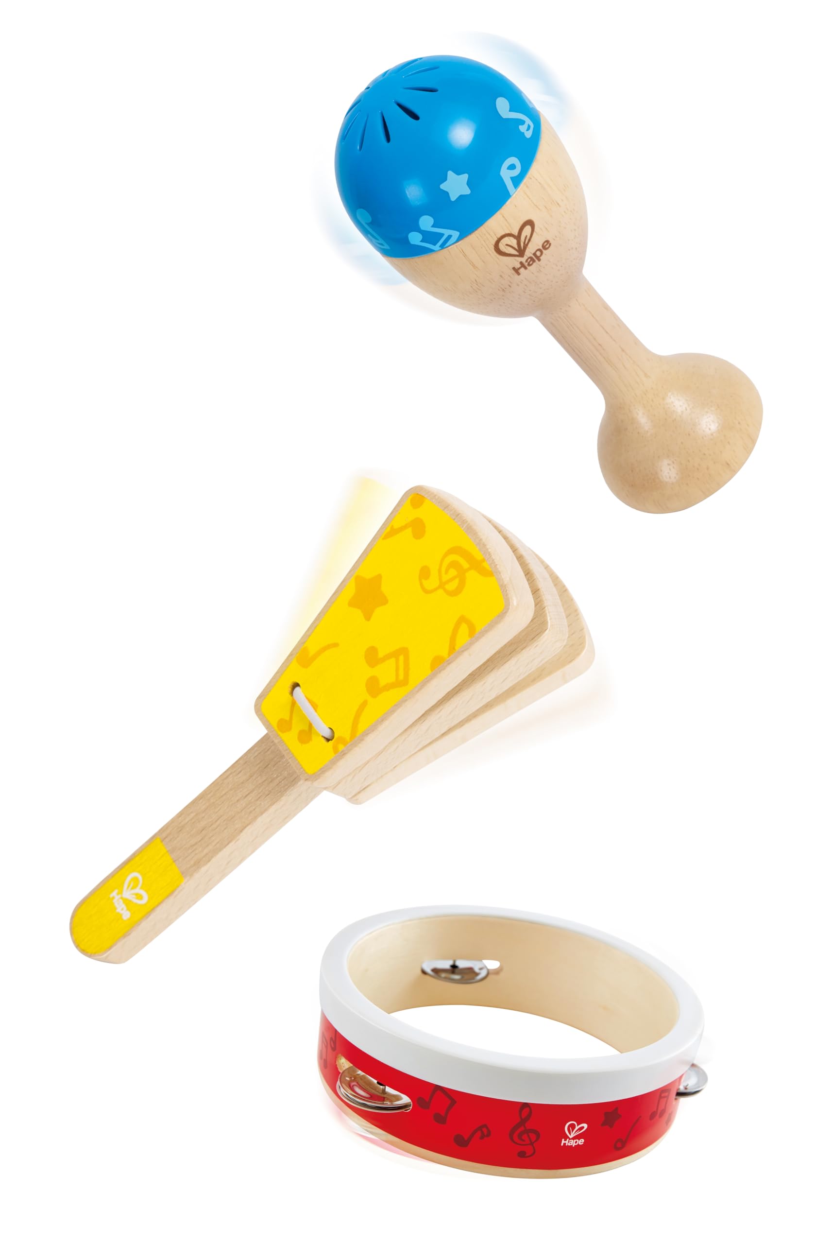 Hape Giochi musicali Set percussioni bambini tamburello maracas batacchio