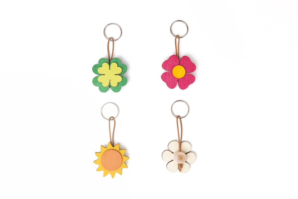 Il Pianeta delle idee Piccoli Oggetti Fiori Portachiavi portachiavi in legno