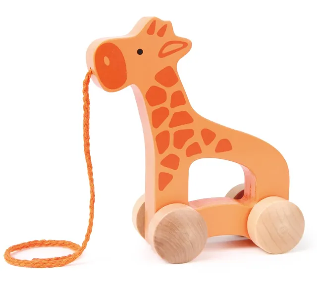 Hape Spingi e cammina Giraffa Spingi&Tira animale trainabile legno arancione