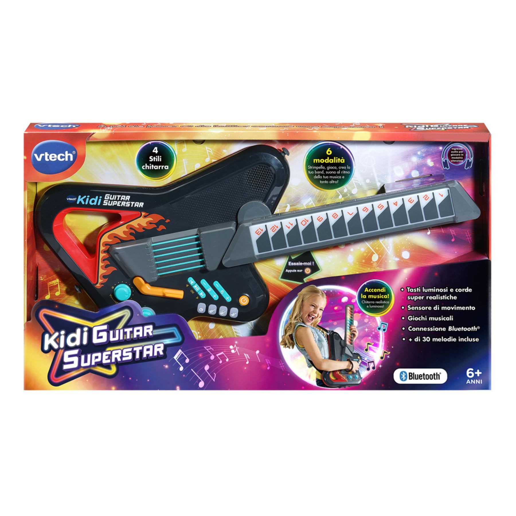 VTech Giocattoli 6 anni e + KidiStar Guitar chitarra elettronica Bluetooth