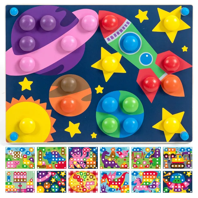 Nene Toys Puzzles & Learning Color Botton Board 48pcs [Big Edition] tavola bottoni