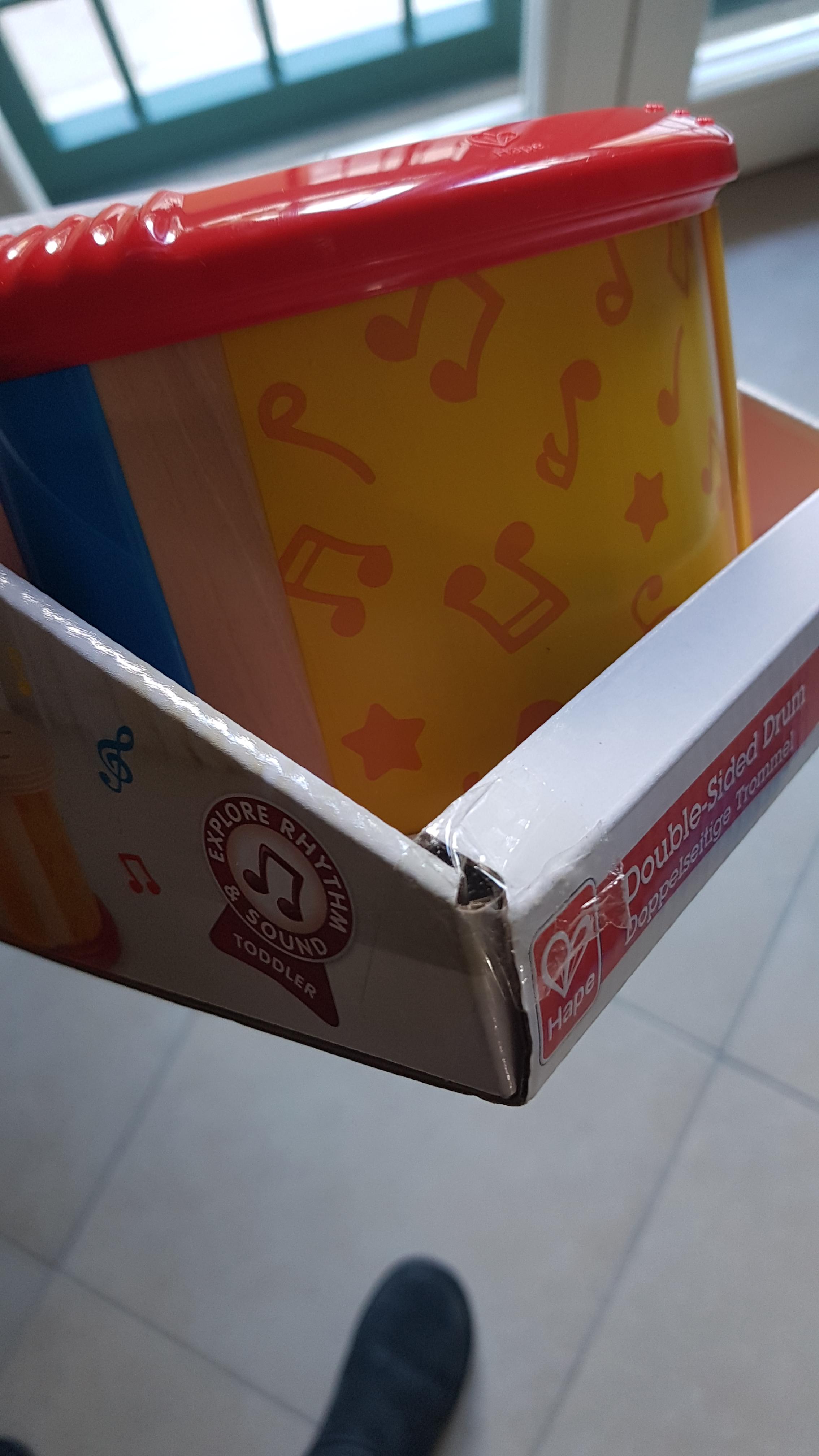 Hape Giochi musicali Tamburo a due facce con bacchetta legno dai 12 mesi