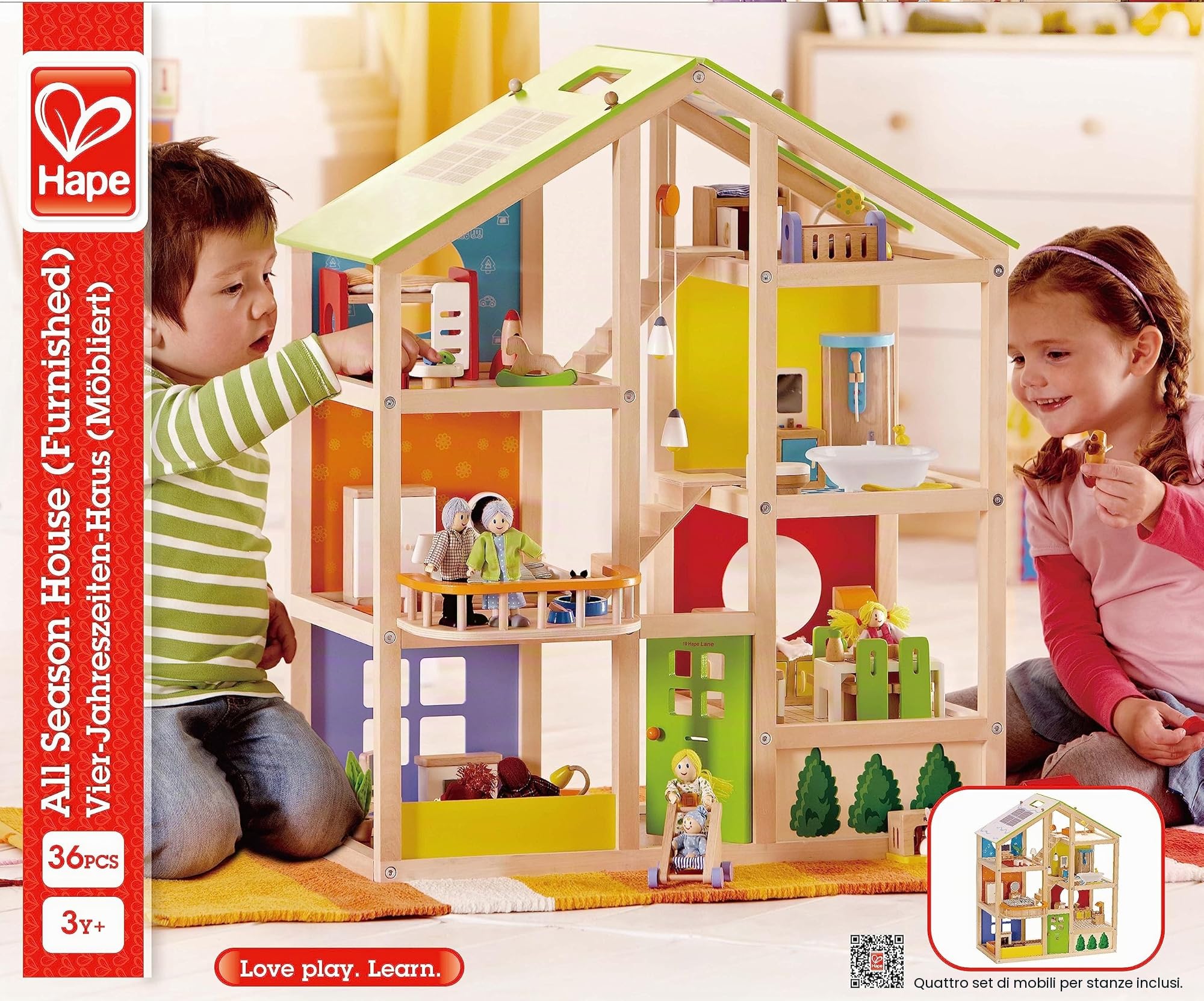 Hape Case delle bambole e accessori E3401 Casa 4 Stagioni casa delle bambole in legno